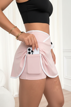 Falda-short rosa claro bolsillo