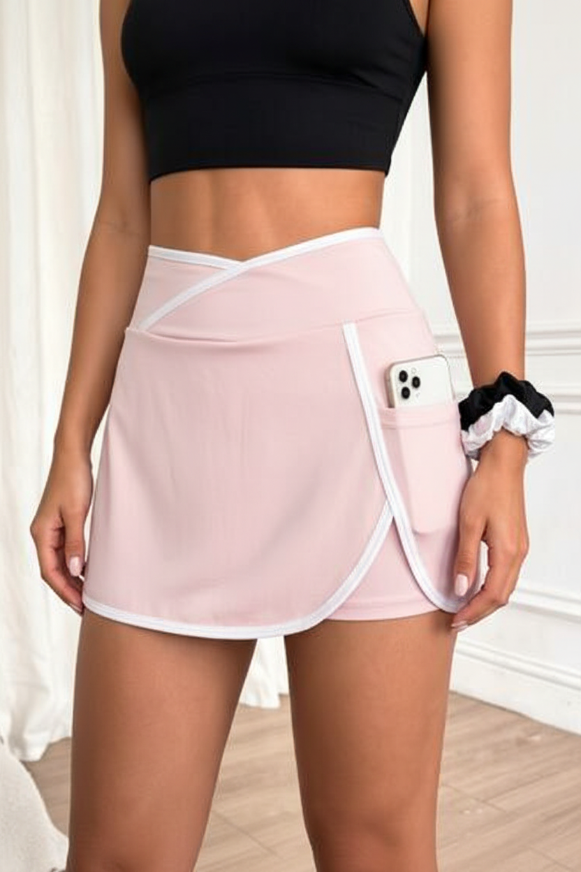 Falda-short rosa claro frontal
